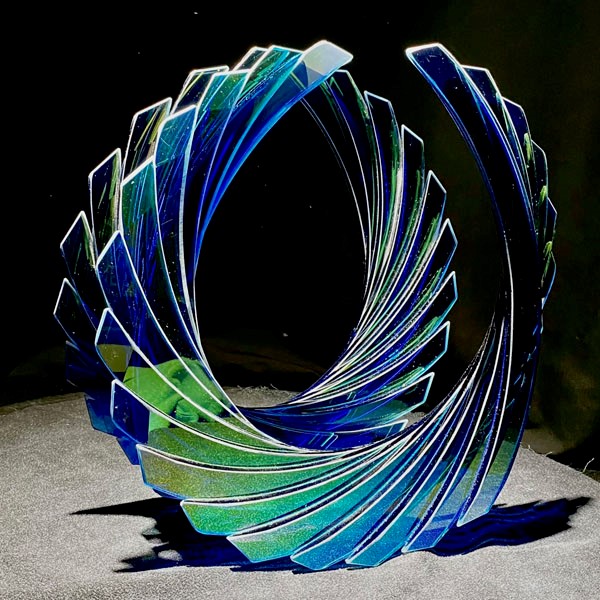 blue and green abstract glass art by Marosz Tom